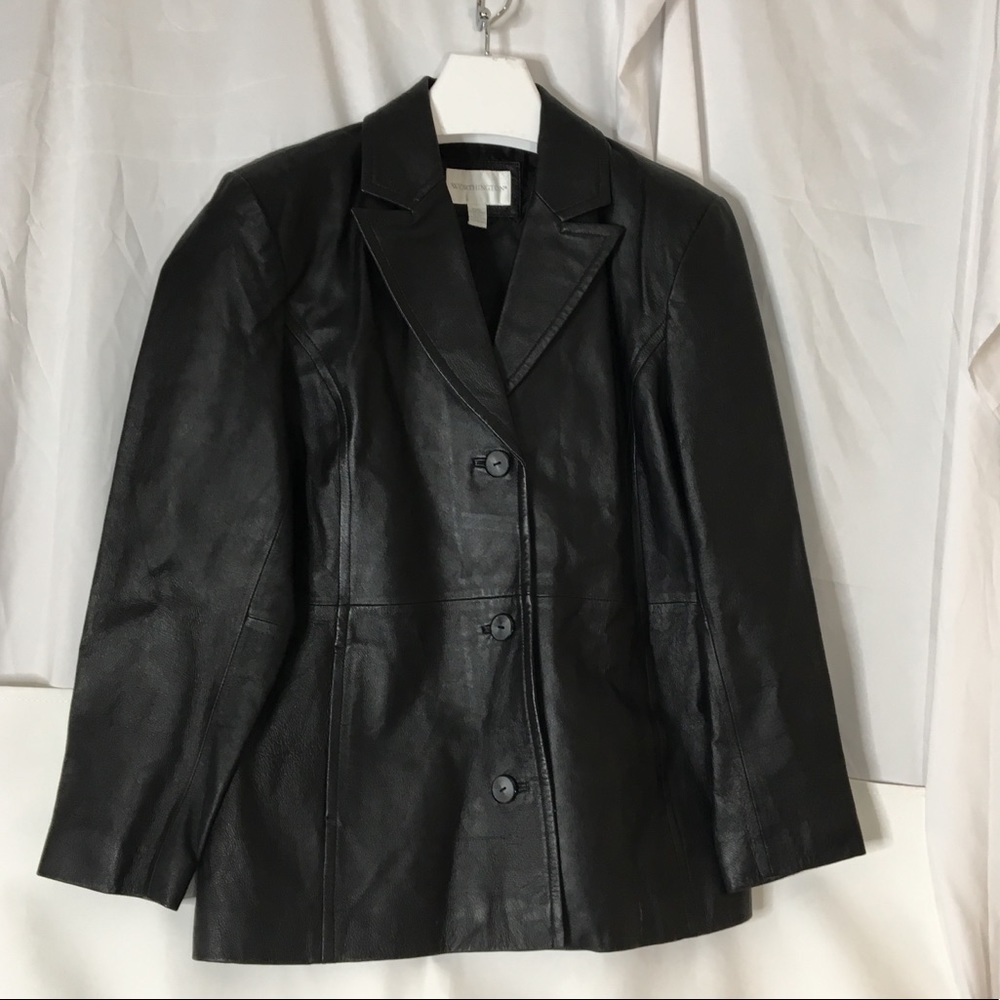 WORTHINGTON Black 100% Leather Jacket - Picture 1 of 6